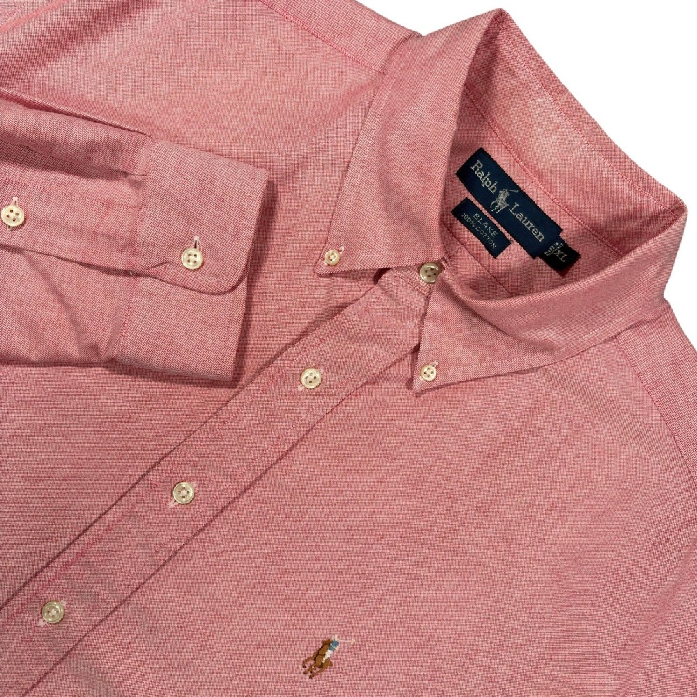 Vintage Ralph Lauren Blake Button Down Shirt Mens XL Pink Oxford Flesh Pony Y2K